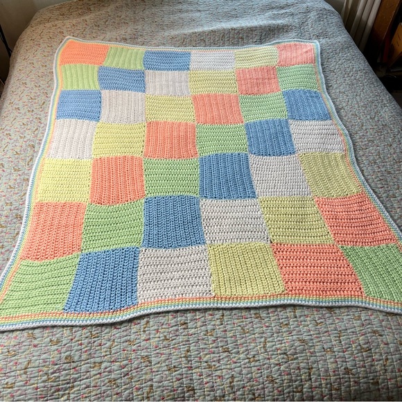 Other - Beautiful handmade crochet square patch nursery throw lap blanket